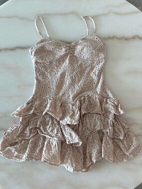 Karla Rae Eyelet Lace Ruffle Mini Dress Size M